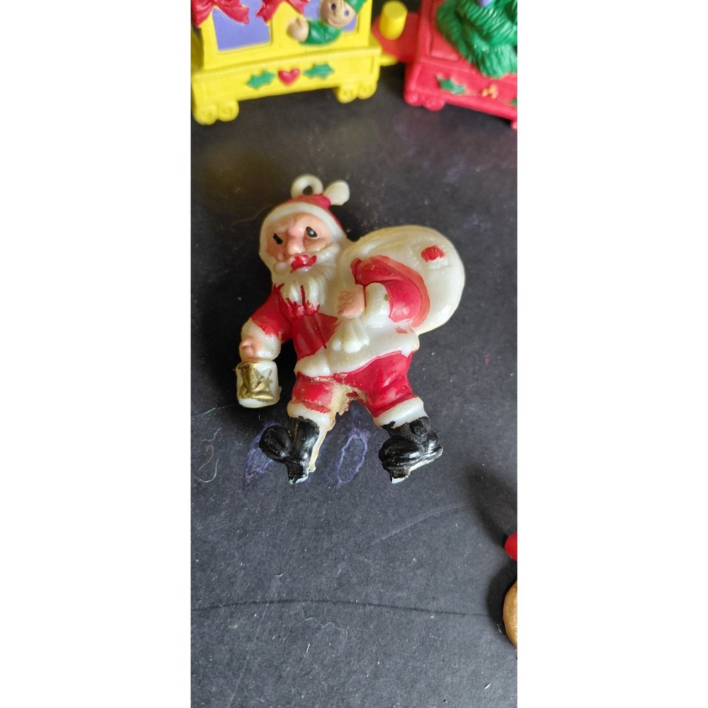 vintage midcentury flocked felt Santa doll Collection ornament Christmas Holiday - Picture 10 of 12